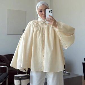 قميص نسائي واسع بتصميم كلوش من الخلف وأكمام واسعة